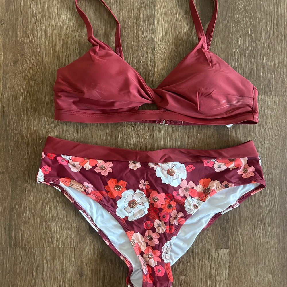 Floral Red Bikini Set